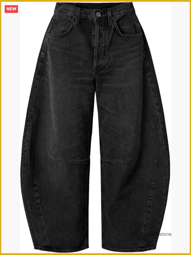 Wide Leg Boyfriend Barrel Jeans Y2k Baggy Denim Pants Cotton Elastic Waist
